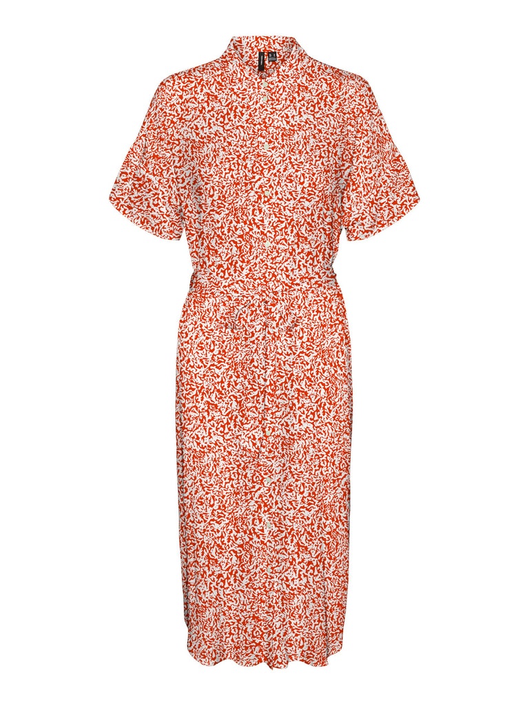 Vero Moda – Jenny SS Calf Shirt Dress – Spicy Orange