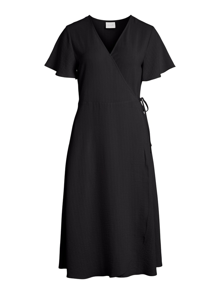 Vila – Lovie S/S Wrap Midi Dress – Black – 50%