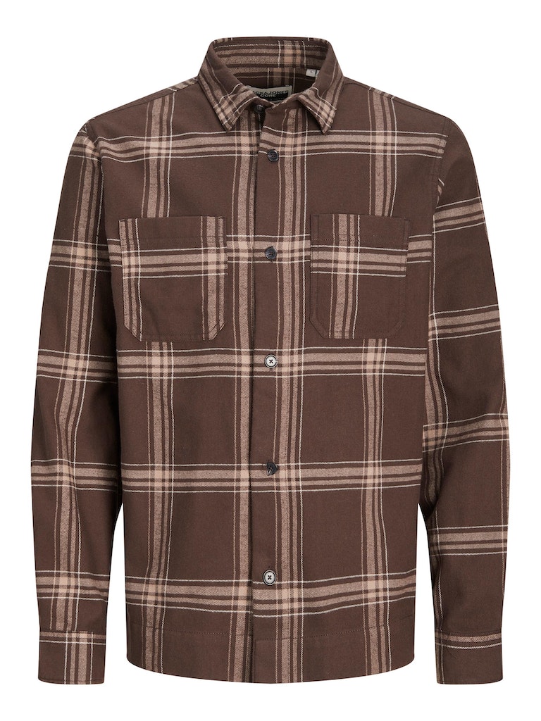 JackJones – 50% – Space Logan Flannel Overshirt – Seal Brown